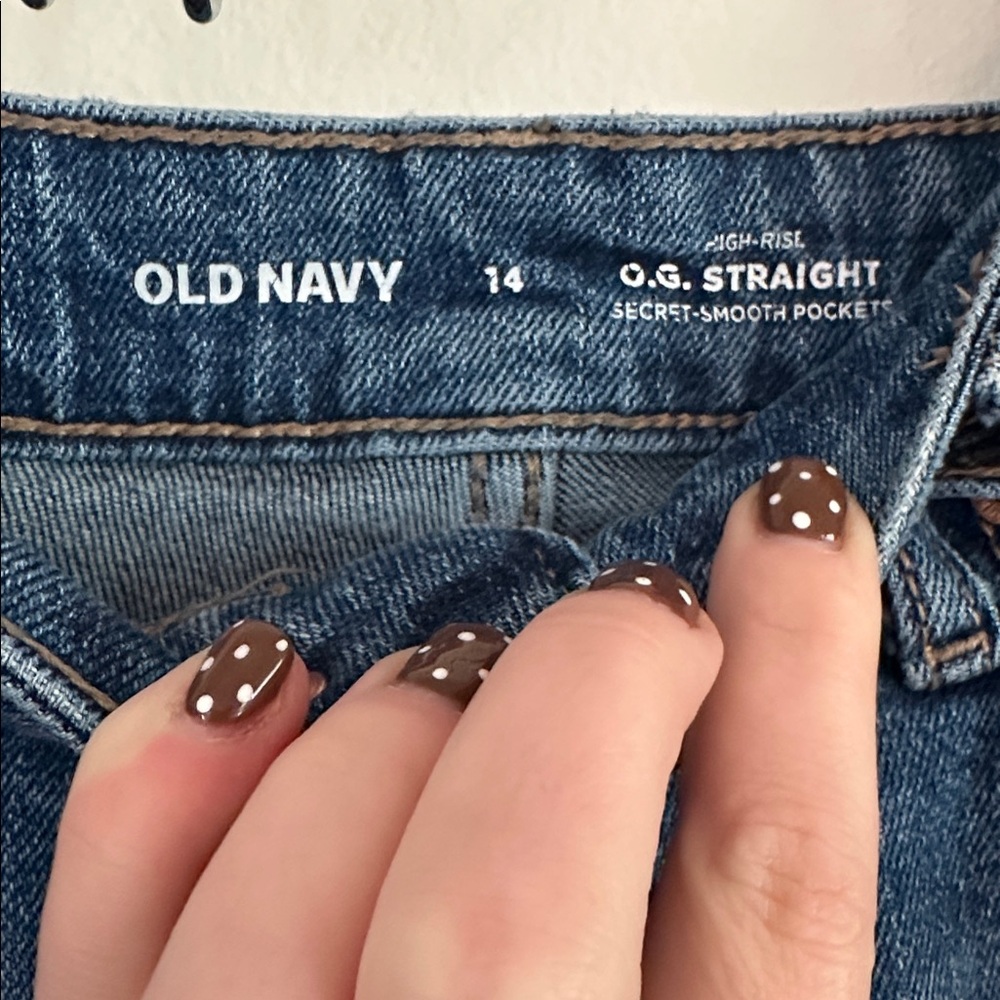 Old Navy High-Rise Blue Straight Jeans - Picture 2 of 4